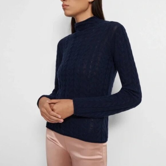 Theory 100% Cashmere Cable Knit Roll Neck Sweater - Picture 1 of 8